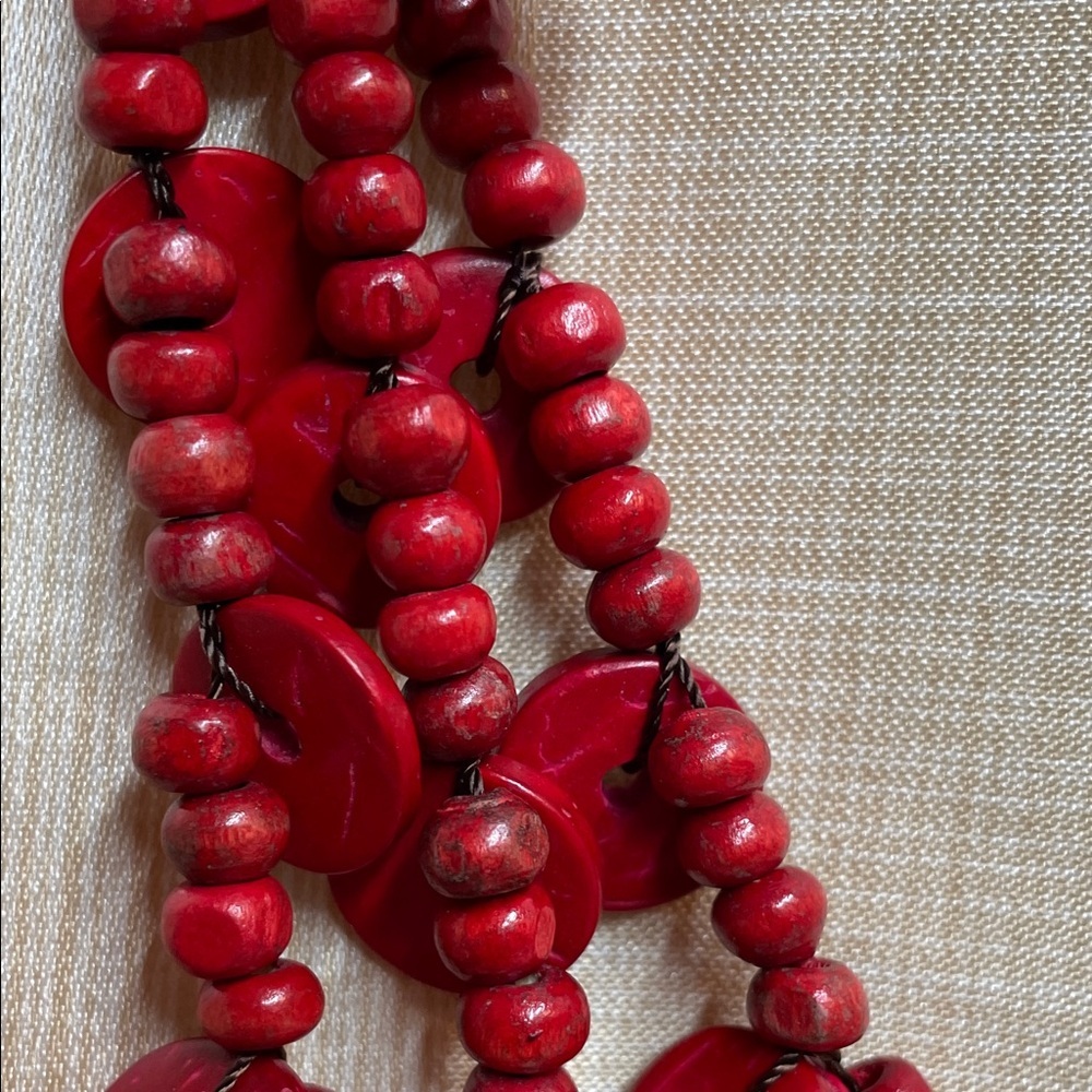Paparazzi Bold Red Layered Necklace and Matching Earrings - Picture 3 of 5